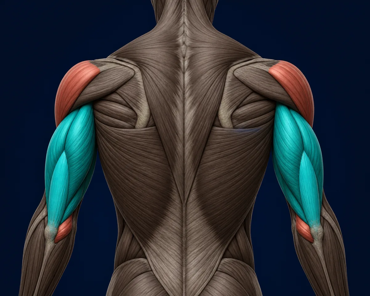 Anatomy highlighting the structures involved in Band Triceps Press-Down