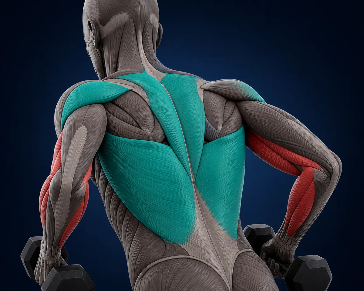Anatomy highlighting the structures involved in Chest-Supported Row