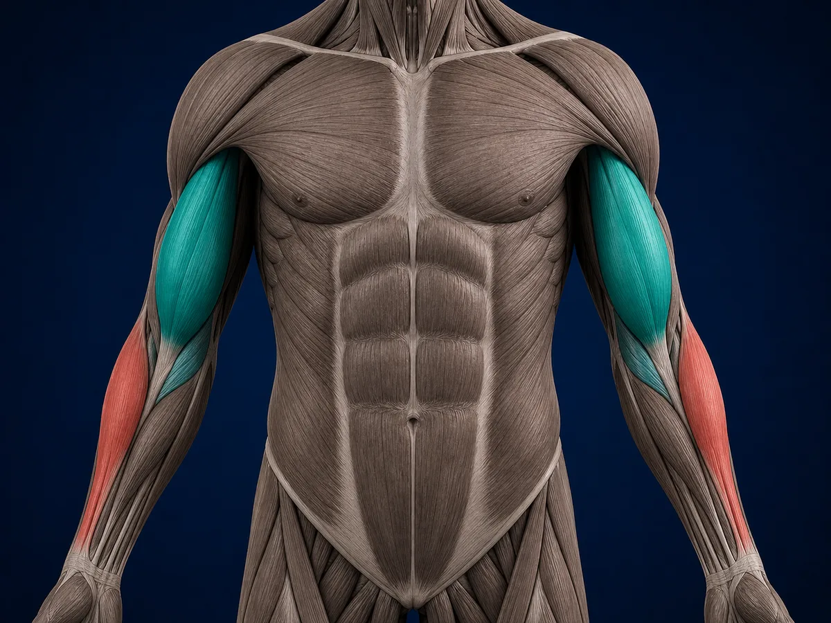 Anatomy highlighting the structures involved in Controlled Biceps Curl