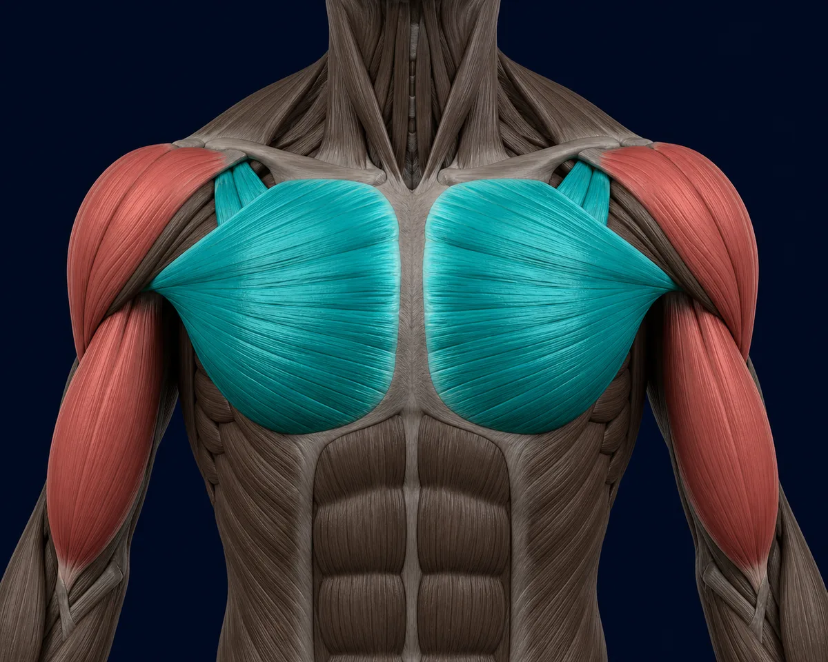 Anatomy highlighting the structures involved in Doorway Pec Stretch