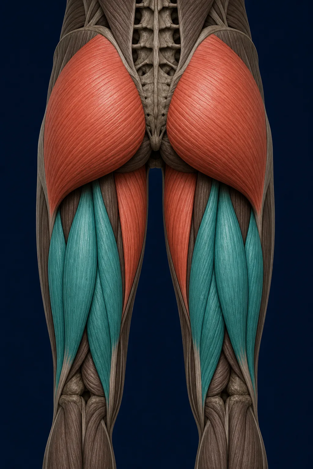 Anatomy highlighting the structures involved in Hamstring Bridge