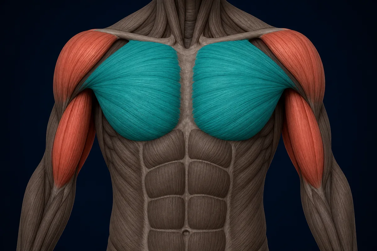 Anatomy highlighting the structures involved in Incline Push-Up