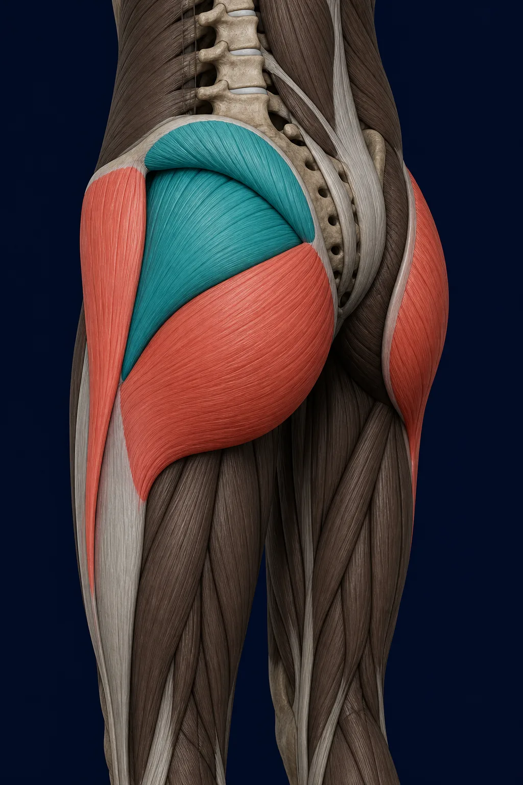 Anatomy highlighting the structures involved in Standing Hip Abduction