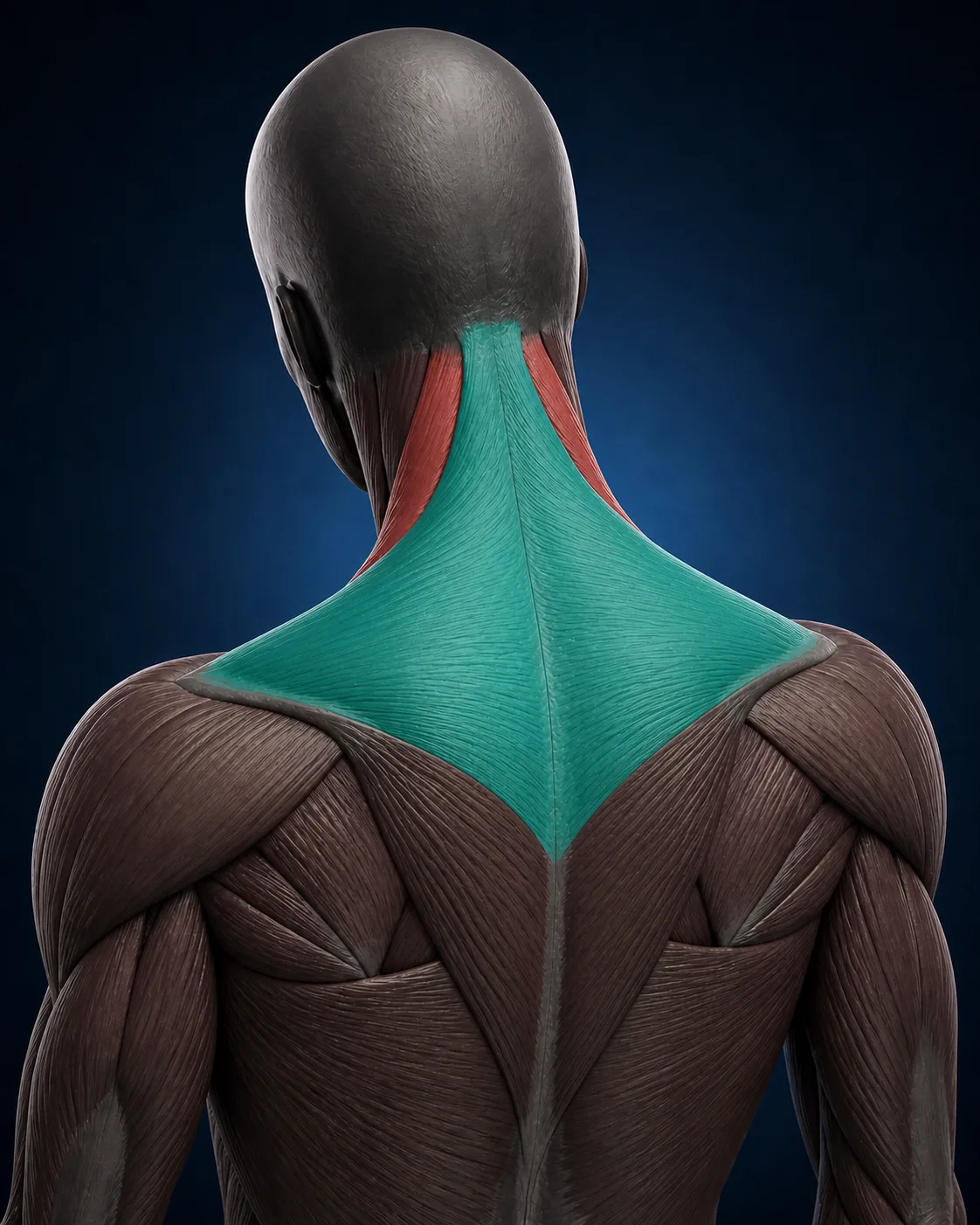 Anatomy highlighting the structures involved in Upper Trapezius Stretch