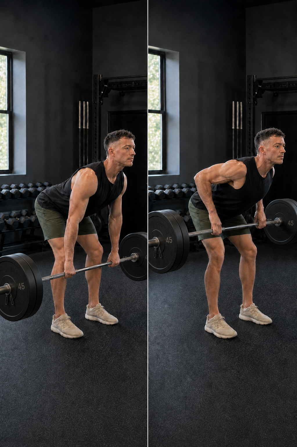 Start and finish demonstration of Barbell Row