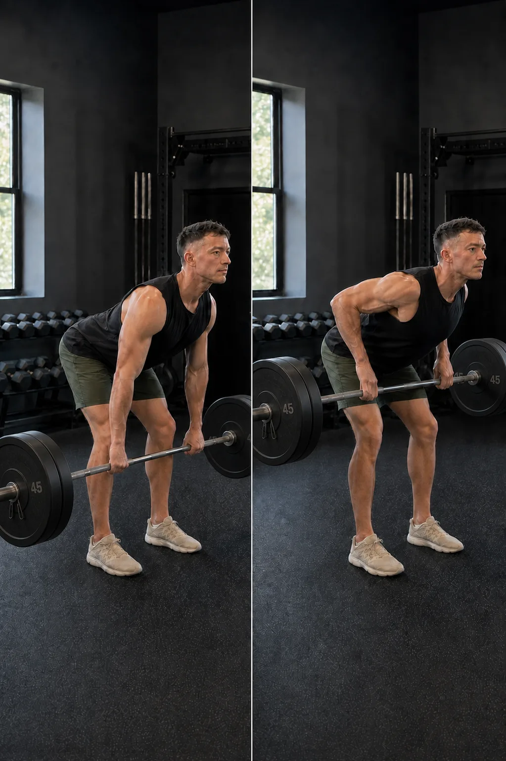 Start and finish demonstration of Barbell Row
