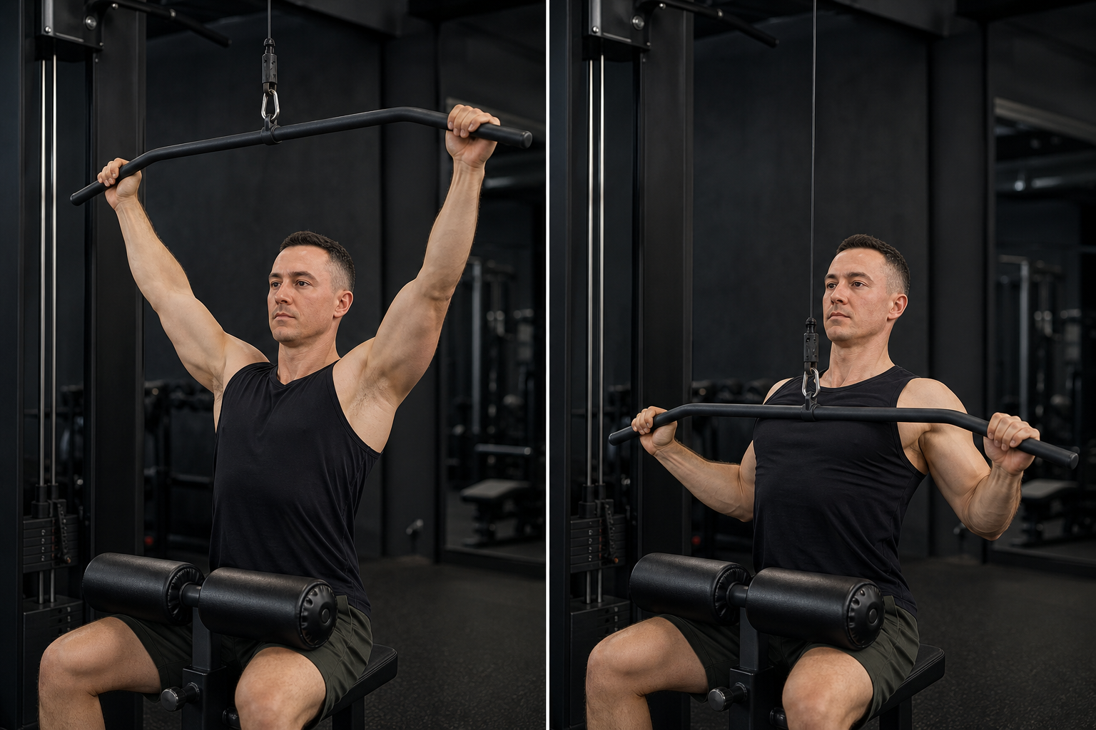Start and finish demonstration of Lat Pulldown