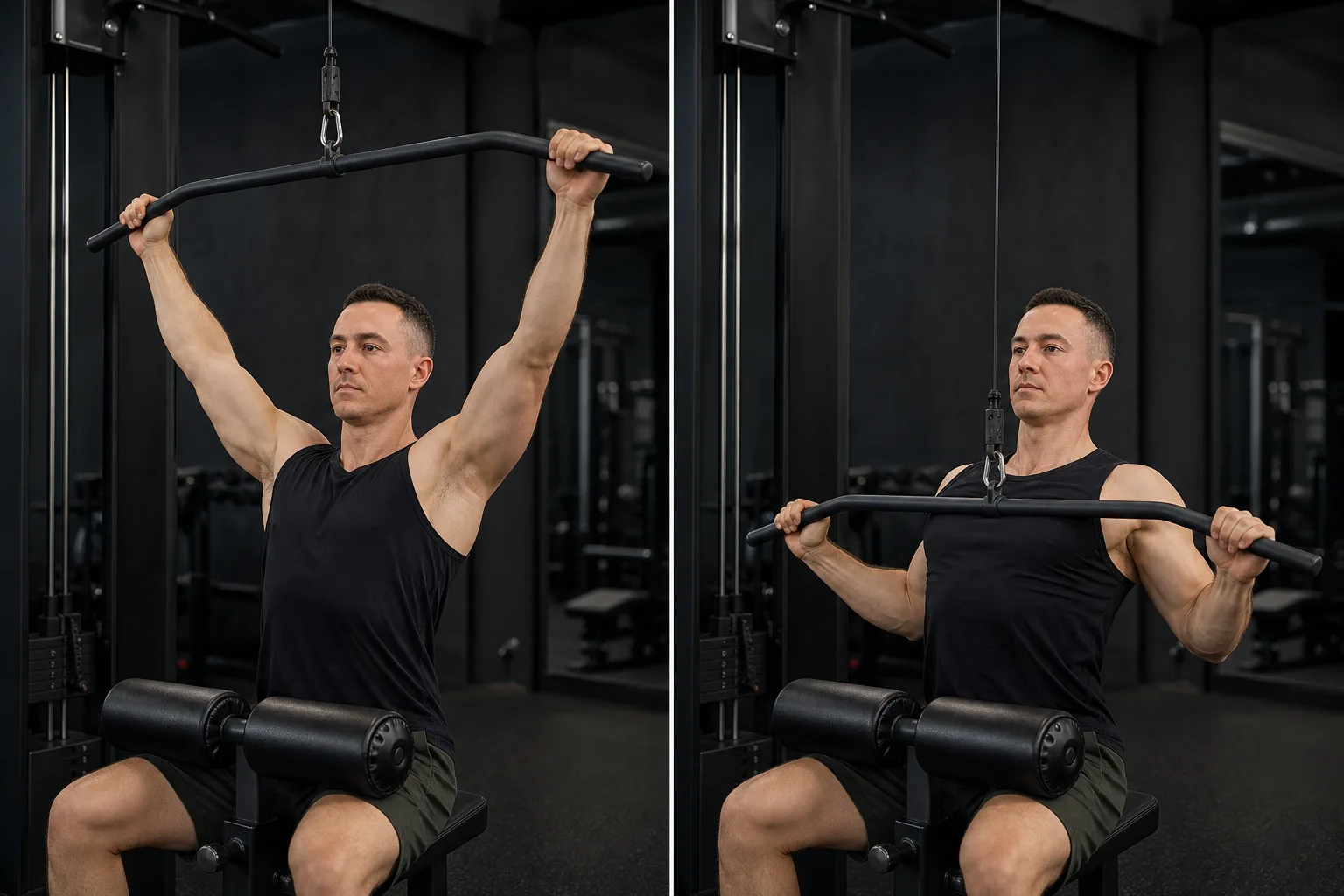 Start and finish demonstration of Lat Pulldown