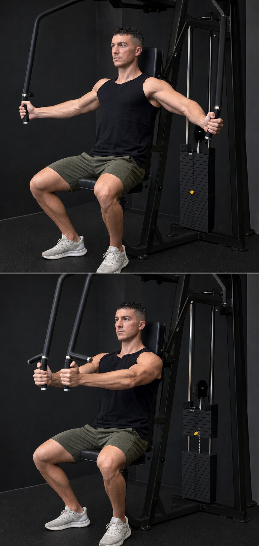 Start and finish demonstration of Machine Pec Fly
