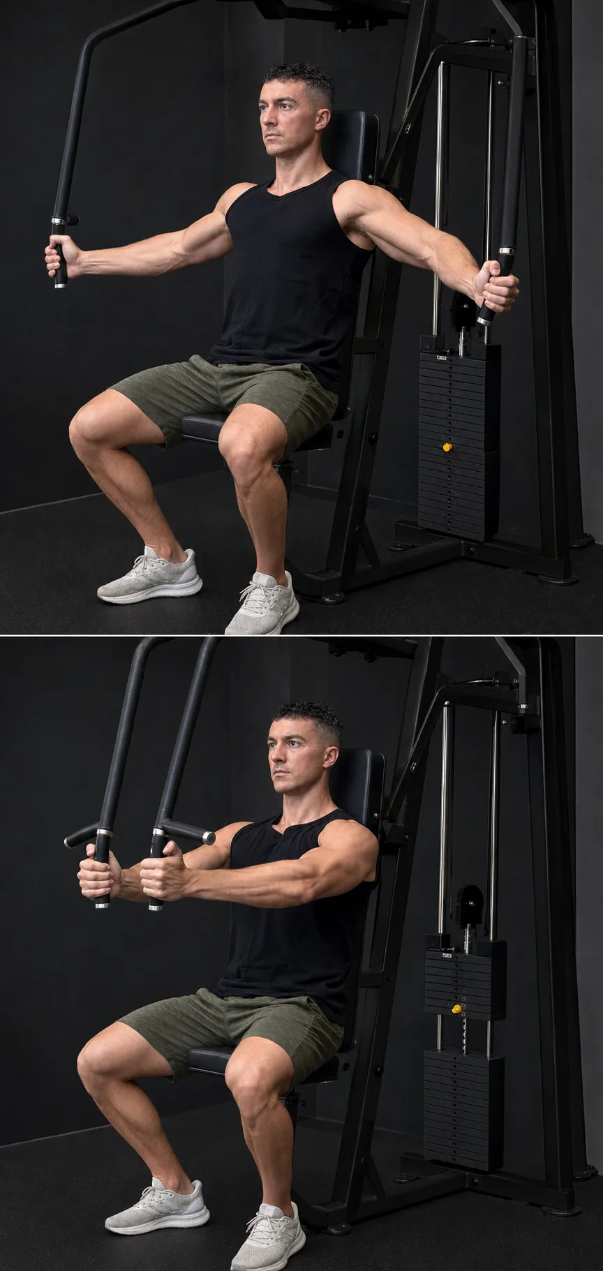 Start and finish demonstration of Machine Pec Fly