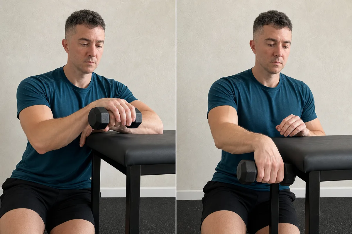 Start and finish demonstration of Eccentric Wrist Extension