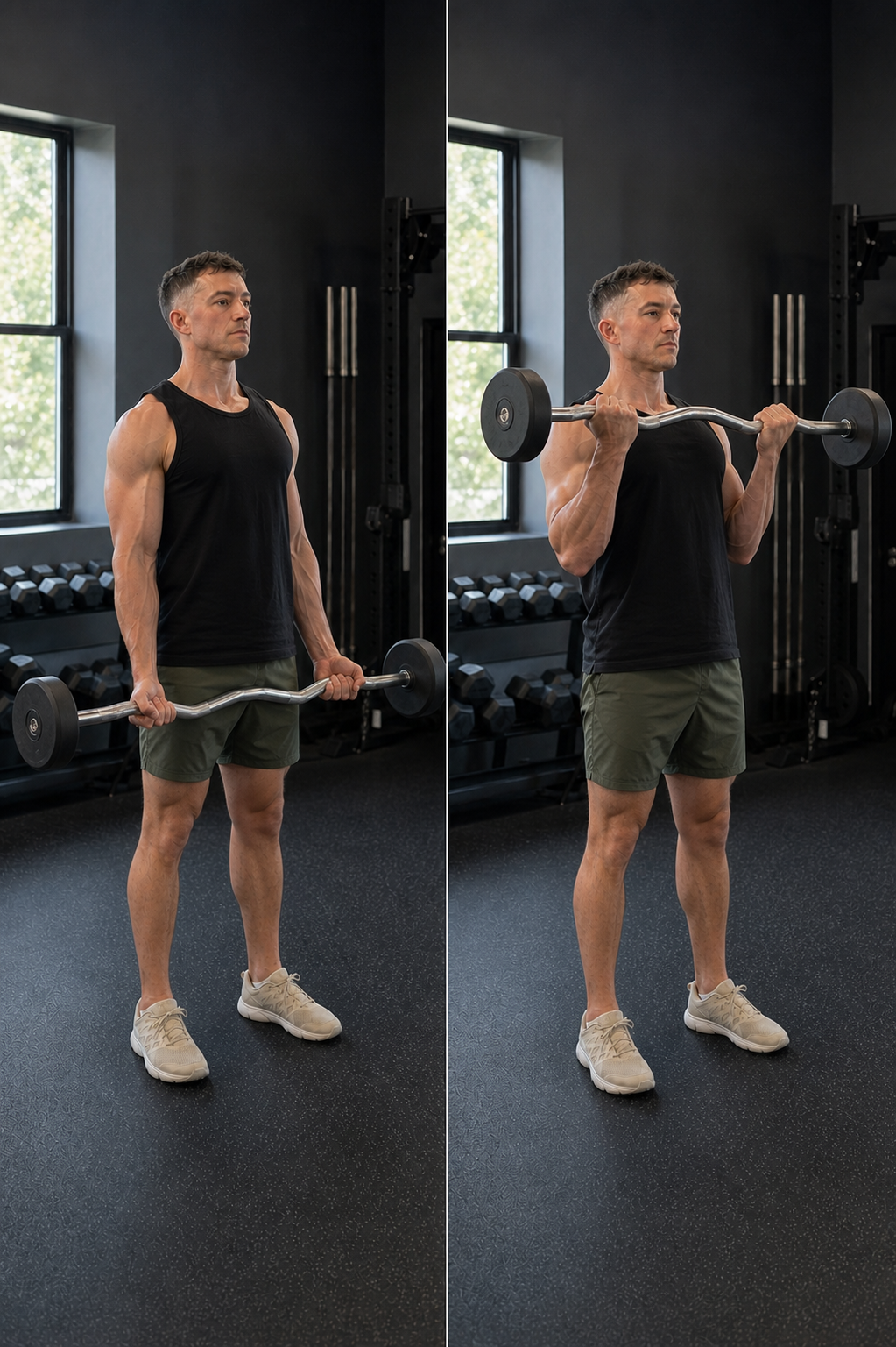 Start and finish demonstration of EZ-Bar Curl