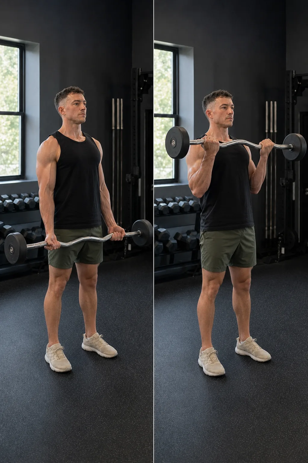 Start and finish demonstration of EZ-Bar Curl