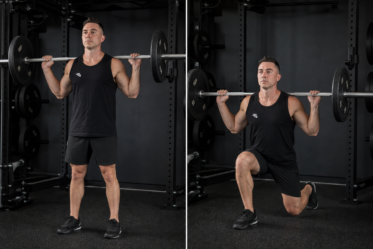 Start and finish demonstration of Barbell Reverse Lunge