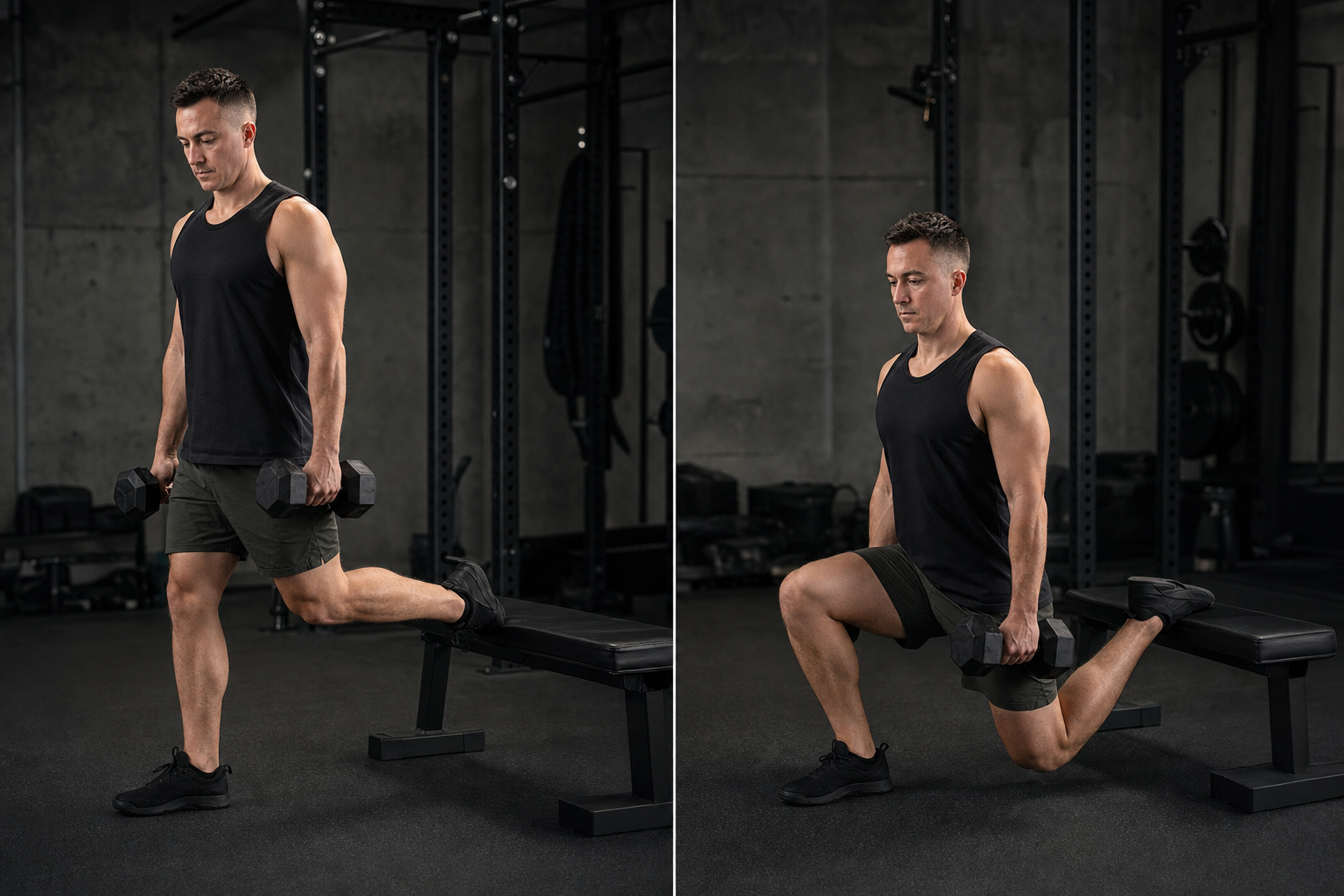 Start and finish demonstration of Bulgarian Split Squat