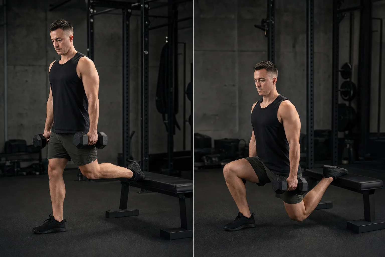 Start and finish demonstration of Bulgarian Split Squat