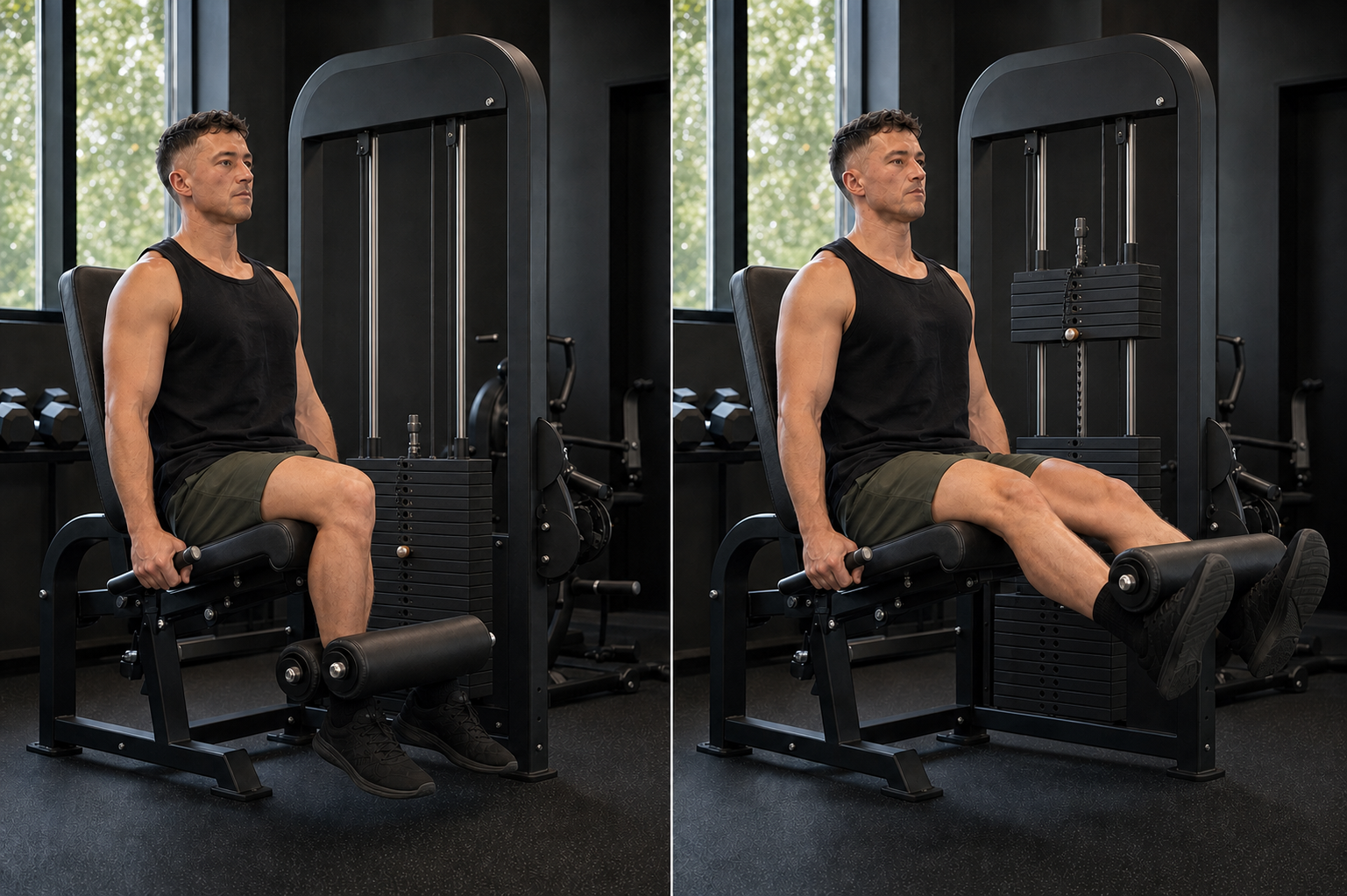 Start and finish demonstration of Leg Extension