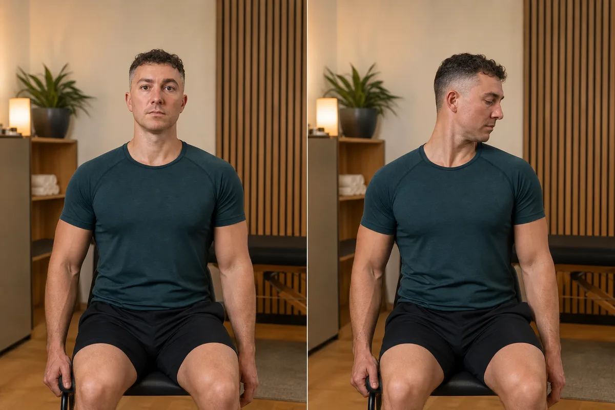 Start and finish demonstration of Levator Scapulae Stretch