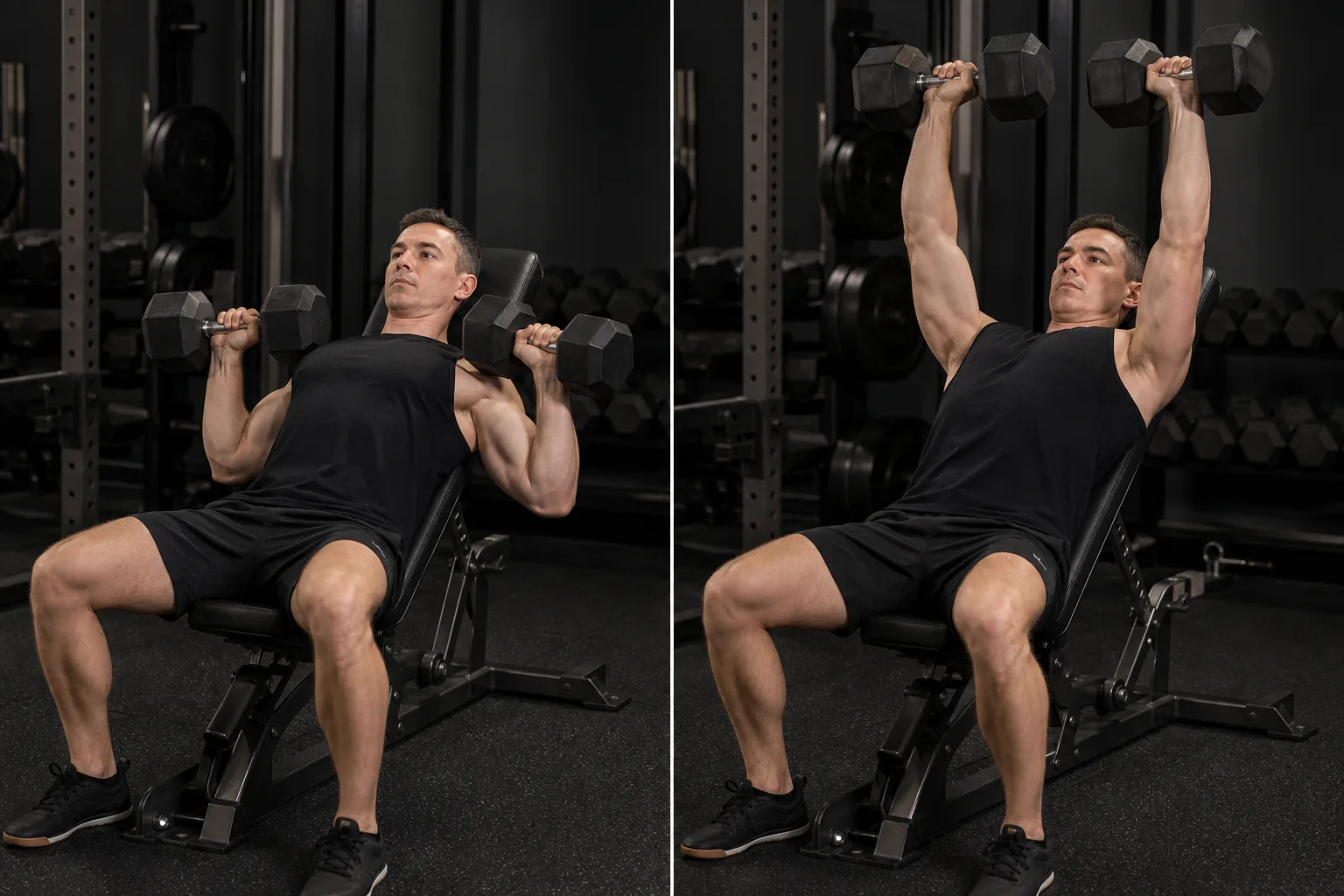 Start and finish demonstration of Dumbbell Shoulder Press