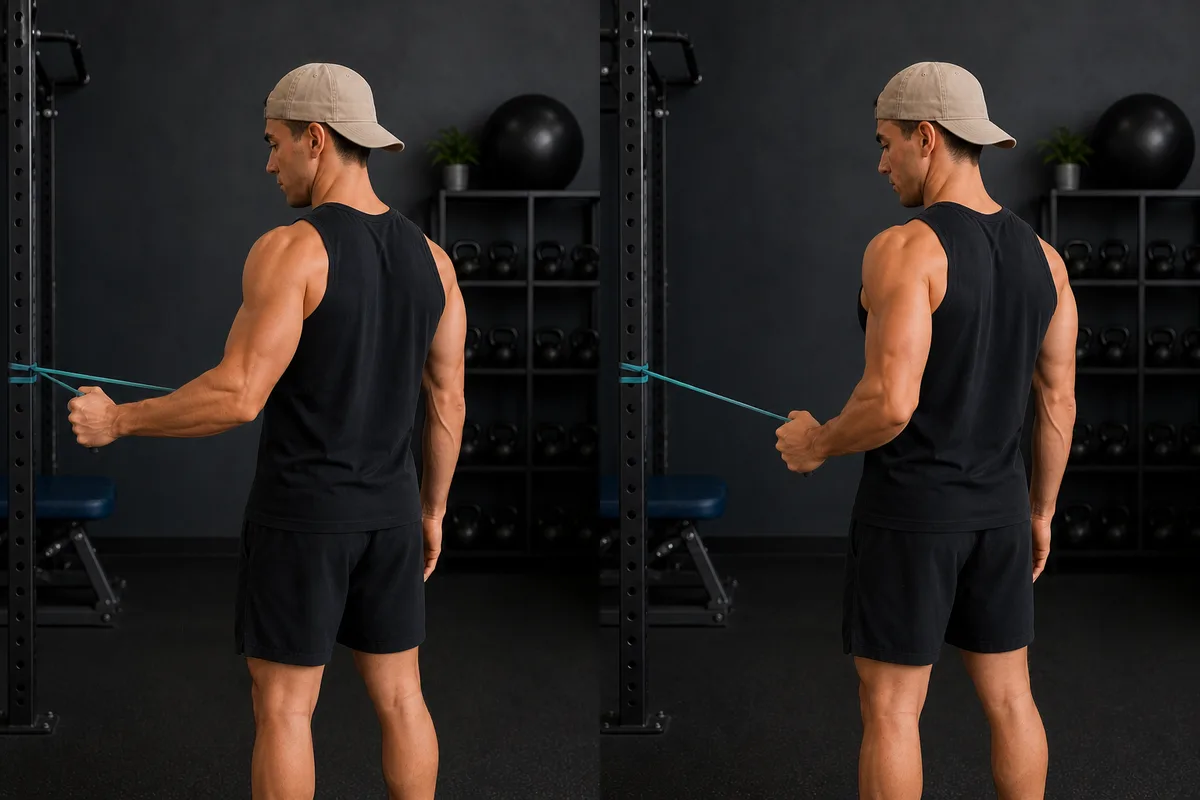 Start and finish demonstration of Internal Rotation with Resistance Band