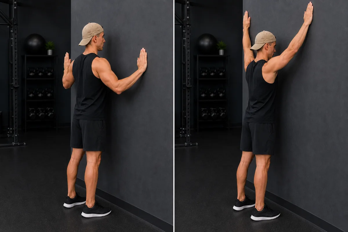Start and finish demonstration of Wall Slides for Shoulder Mobility and Control
